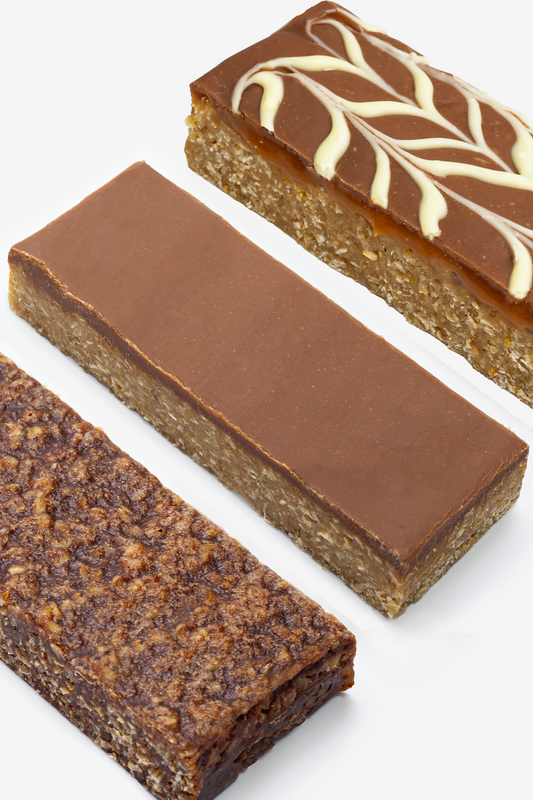3 x Caramel Sauce, Cocoa and Milk Chocolate Fudge Flapjack