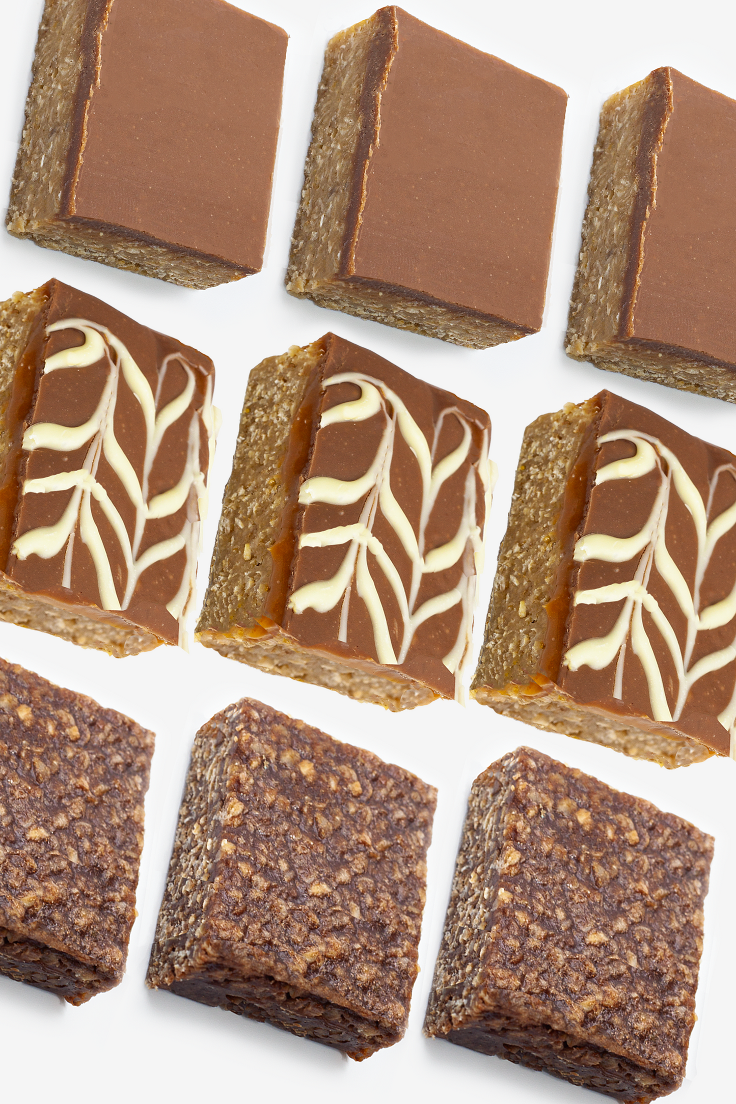 9 x Caramel Sauce, Cocoa and Milk Chocolate Fudge Flapjack